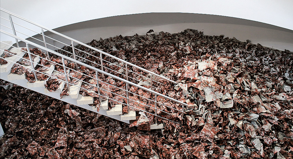 Imran Qureshi, “And They Still Seek the Traces of Blood” 2018, on-site installation