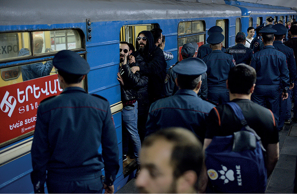 Yerevan-metro-man-police-revolution