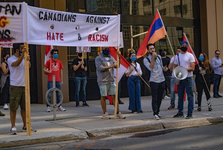 Demonstrating against Azerbaijani aggression: Canada
